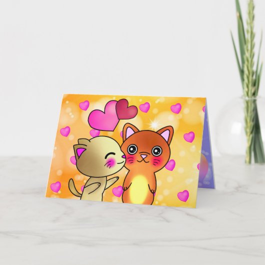 Schattige romantische koppels voor Valentijnsdag Kaart (Voorkant)
