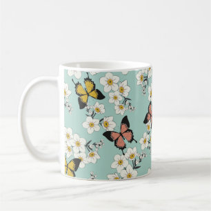  schattige romantische naadloze bloemen patteren koffiemok
