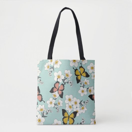  schattige romantische naadloze bloemen patteren tote bag (Voorkant)
