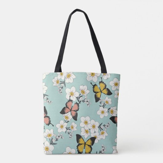  schattige romantische naadloze bloemen patteren tote bag (Achterkant)