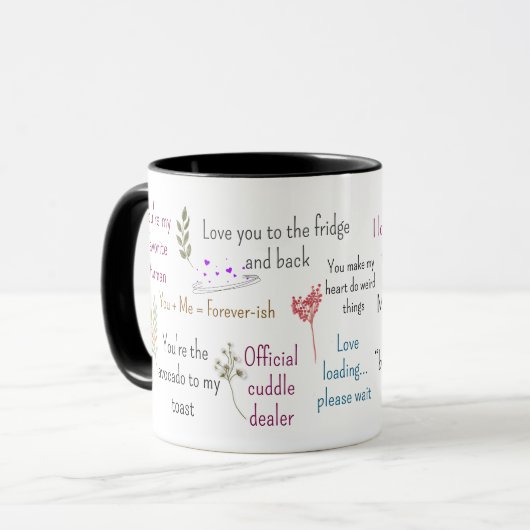 Schattige Romantische Quotes Aesthetic Mok Kunst (Voorkant links)