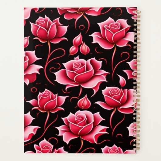 SCHATTIGE ROMANTISCHE RODE ROZEN FLORAL GEPERSONAL PLANNER (Achterkant)