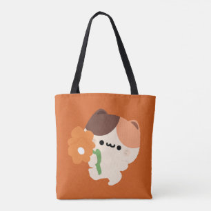 Schattige romantische schildpadkat tote bag