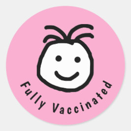 Schattige rond Happy Face Volledig gevaccineerd Ro Ronde Sticker