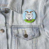 Schattige Ronde Cartoon Saanen Geit Button 5,7 Cm (In situ)