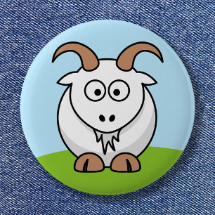 Schattige Ronde Cartoon Saanen Geit Button 5,7 Cm
