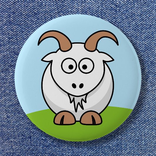 Schattige Ronde Cartoon Saanen Geit Button 5,7 Cm