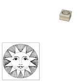 Schattige Ronde Glimlachende Zon Mini Kunst Rubberstempel (Gestempeld)