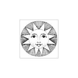 Schattige Ronde Glimlachende Zon Mini Kunst Rubberstempel