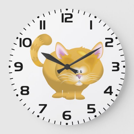 Schattige Ronde Kaneelkleurige Huiskat Grote Klok (Voorkant)