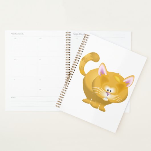 Schattige Ronde Kaneelkleurige Lapjeskat Planner (Display)