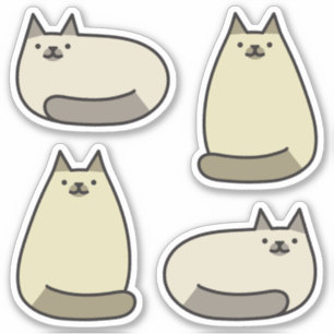 Schattige Ronde Kawaii Grijze Siamese Kat Sticker