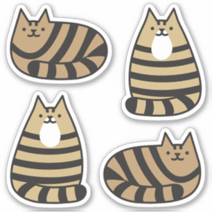 Schattige Ronde Kawaii Stripey Bruin Tabby Cat Sticker