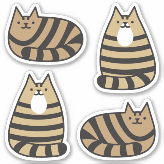 Schattige Ronde Kawaii Stripey Bruin Tabby Cat Sticker (Voorkant)