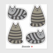 Schattige Ronde Kawaii Stripey Grijs Tabby Cat Sticker (Vel)