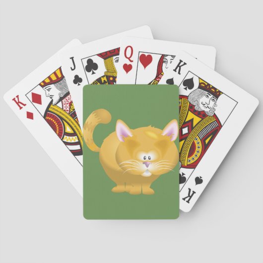 Schattige Ronde Sinaasappel Tabby Kat Pokerkaarten (Achterkant)