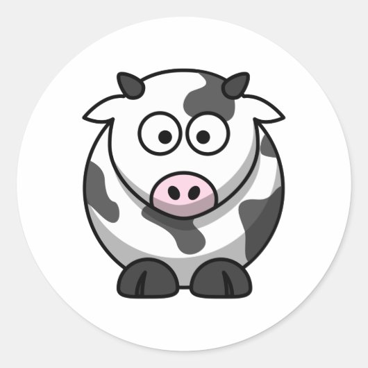 Schattige Ronde Tekentril Cow Sticker (Voorkant)