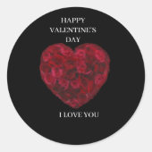 schattige ronde zwarte rode Valentijnsdag sticker (Voorkant)