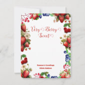 Schattige rood aardbei blauw bessen lief modern sc notitiekaartje (Voorkant)