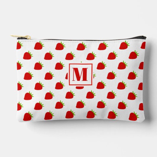 Schattige rood aardbeienpatroon monogram etui (Voorkant)