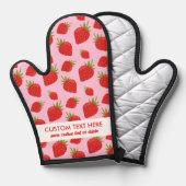 Schattige rood aardbeienpatroon Voeg aangepaste te Ovenwant (Voorkant / Achterkant)