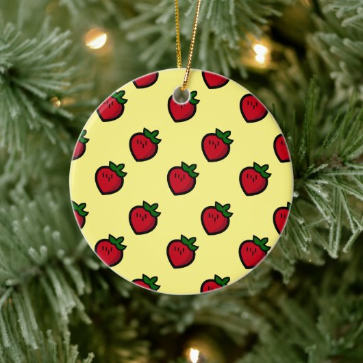 Schattige rood aardbeienpatroon voor veganisten keramisch ornament (Boom)