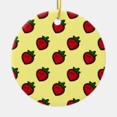 Schattige rood aardbeienpatroon voor veganisten keramisch ornament (Voorkant)