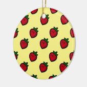 Schattige rood aardbeienpatroon voor veganisten keramisch ornament (Links)