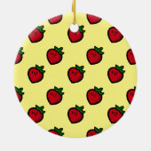 Schattige rood aardbeienpatroon voor veganisten keramisch ornament (Achterkant)