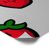 Schattige rood aardbeienpatroon voor veganisten poster (Hoek)