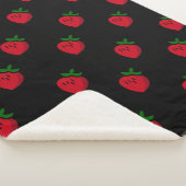 Schattige rood aardbeienpatroon voor veganisten sherpa deken (3/4)