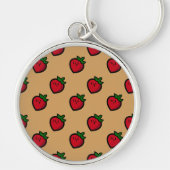 Schattige rood aardbeienpatroon voor veganisten sleutelhanger (Voorkant)