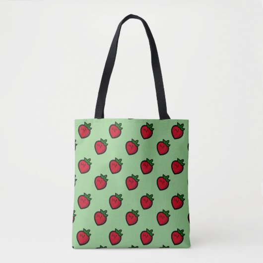 Schattige rood aardbeienpatroon voor veganisten tote bag (Voorkant)
