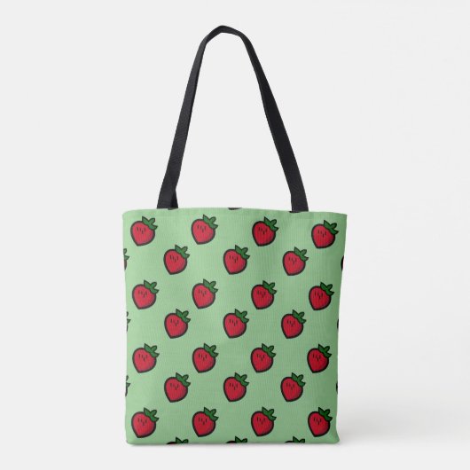 Schattige rood aardbeienpatroon voor veganisten tote bag (Achterkant)