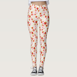 Schattige rood aardbeienvruchtenpatroon leggings