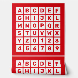 Schattige rood alfabet en nummerpatroon behang