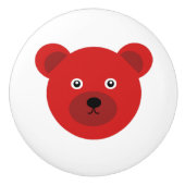 Schattige rood Beer Keramische Knop (Voorkant)