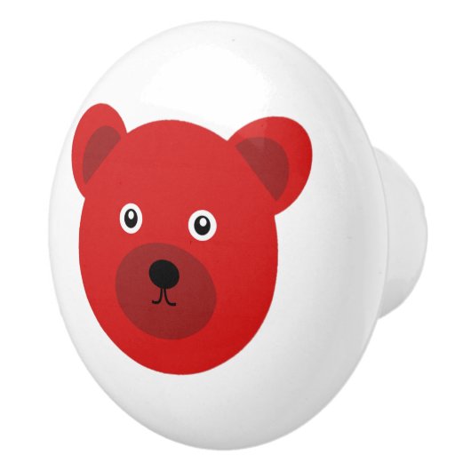Schattige rood Beer Keramische Knop (Rechts)