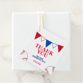Schattige Rood Blauw Honkbal Vlag Dank u Bedankjes Labels