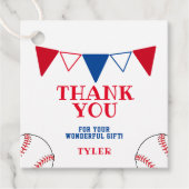 Schattige Rood Blauw Honkbal Vlag Dank u Bedankjes Labels (Voorkant)