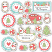 Schattige rood & blauw vakantie bakken cookie illu sticker (Voorkant)