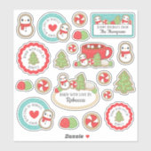 Schattige rood & blauw vakantie bakken cookie illu sticker (Vel)