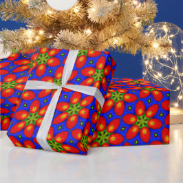 Schattige rood bloemmotief cadeaupapier