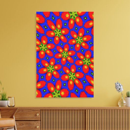Schattige rood bloemmotief canvas afdruk (Insitu (Woonkamer))