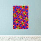 Schattige rood bloemmotief canvas afdruk (Insitu (Houten vloer))