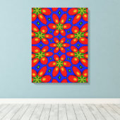 Schattige rood bloemmotief canvas afdruk (Insitu (Houten vloer))