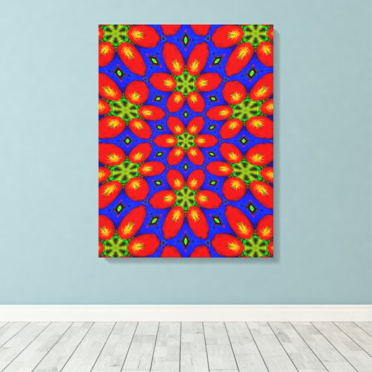 Schattige rood bloemmotief canvas afdruk (Insitu (Houten vloer))