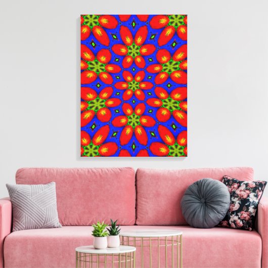 Schattige rood bloemmotief canvas afdruk (Insitu (Woonkamer))