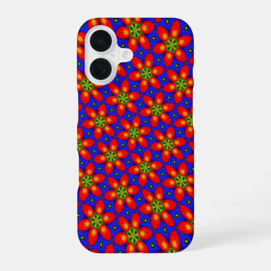 Schattige rood bloemmotief iPhone 16 hoesje (Achterkant)
