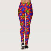 Schattige rood bloemmotief leggings (Achterkant)
